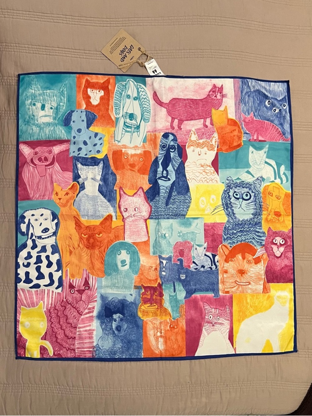 LUSH Cats and Dogs Print Knot Wrap Multicolor Sustainable Gift Wrap